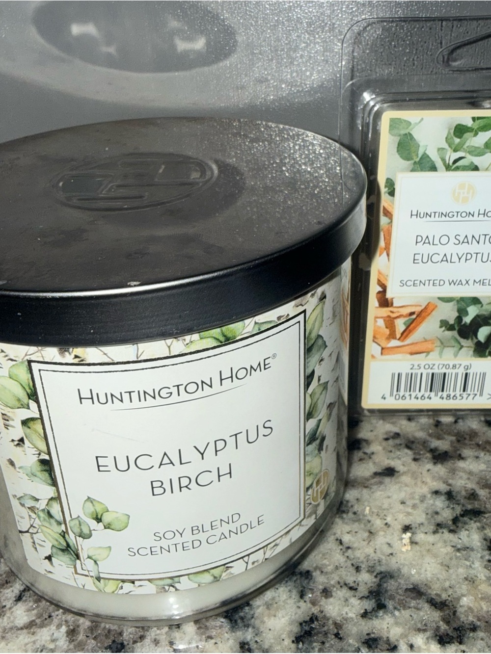 Huntington Home Eucalyptus Birch Candle with Eucalyptus & Sage Candle Melts